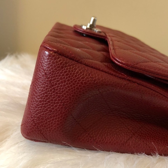 💯Authentic CHANEL Dark Red Cavier Medium Flap - Picture 7 of 9